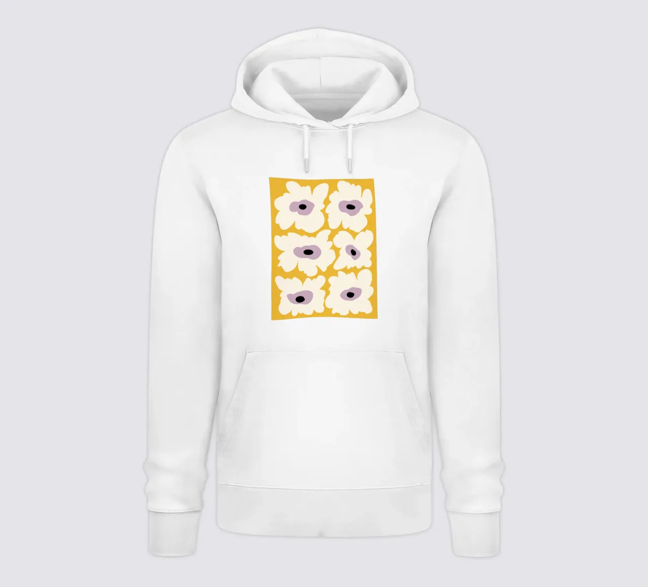 Papavero fresco in giallo felpa con cappuccio da Miho Art Studio