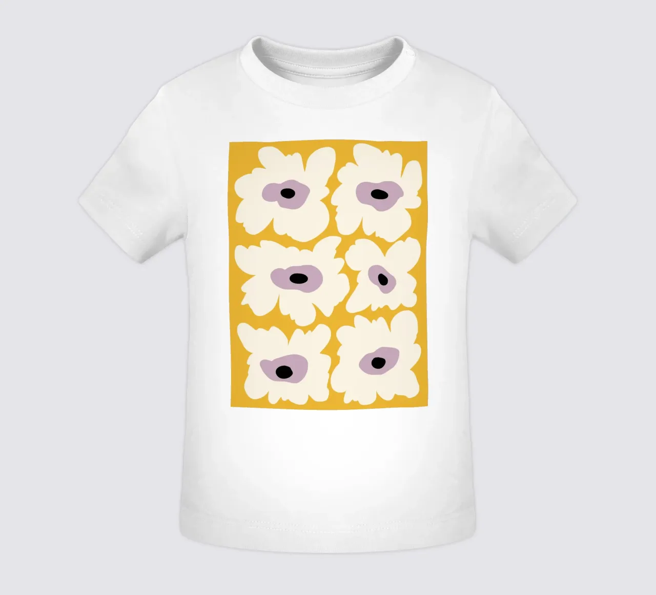 Fresh Poppy in yellow baby t-shirt by Miho Art Studio