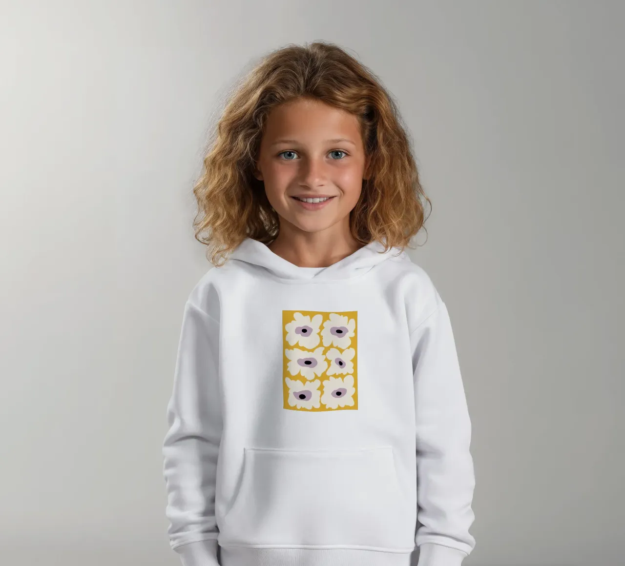 Papavero fresco in giallo felpa bambino con cappuccio da Miho Art Studio