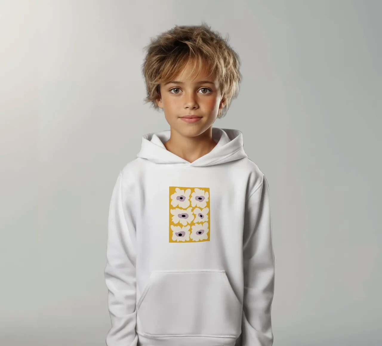 Papavero fresco in giallo felpa bambino con cappuccio da Miho Art Studio
