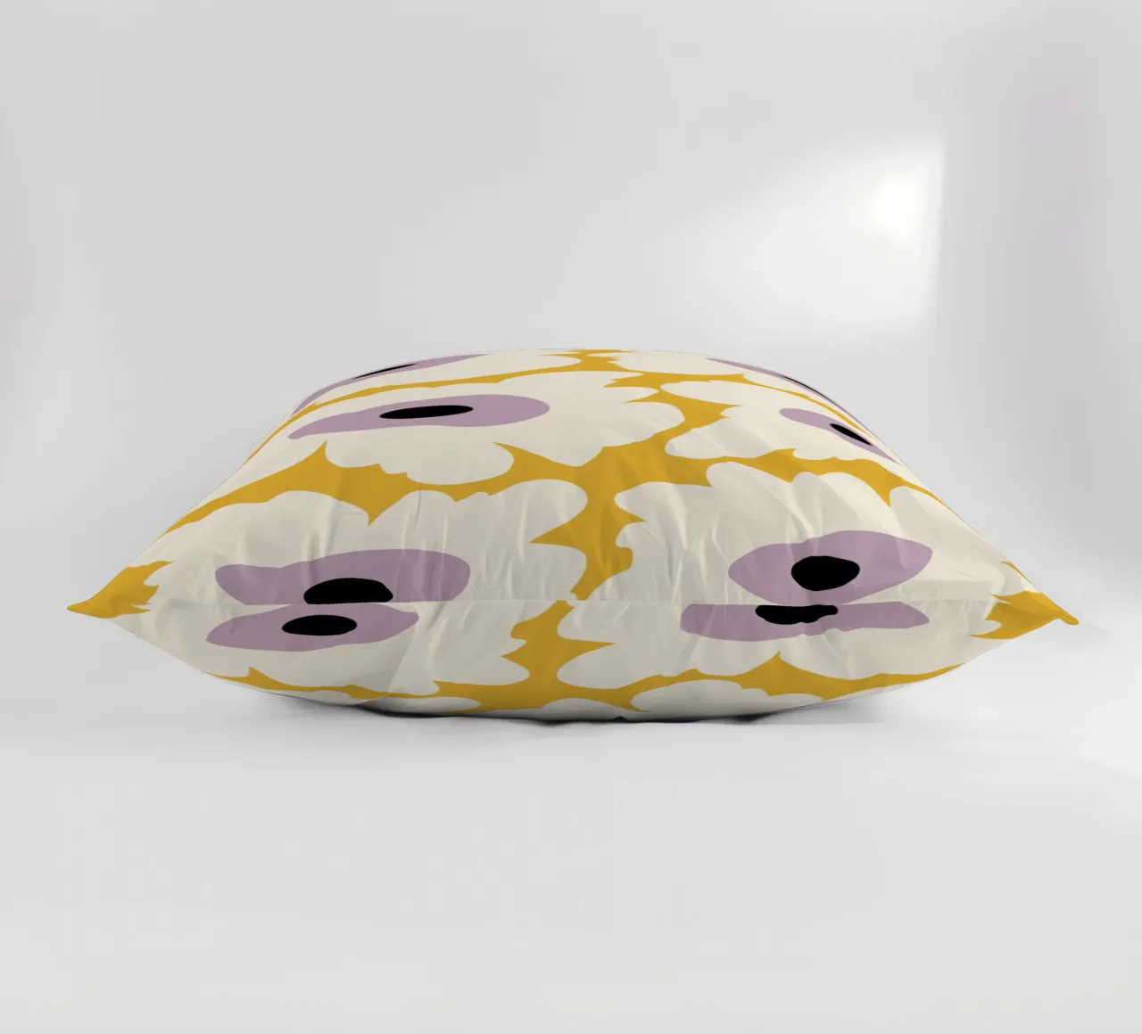 Fresh Poppy in yellow decorative cushion by Miho Art Studio