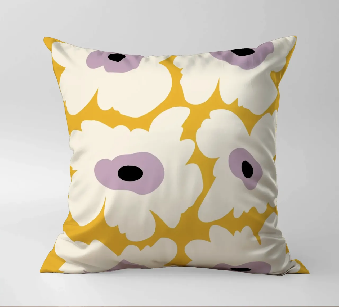 Papavero fresco in giallo cuscino da Miho Art Studio