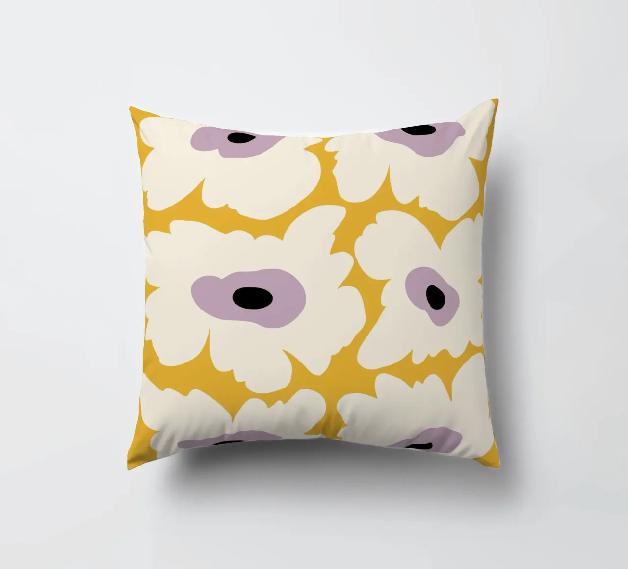 Papavero fresco in giallo cuscino da Miho Art Studio