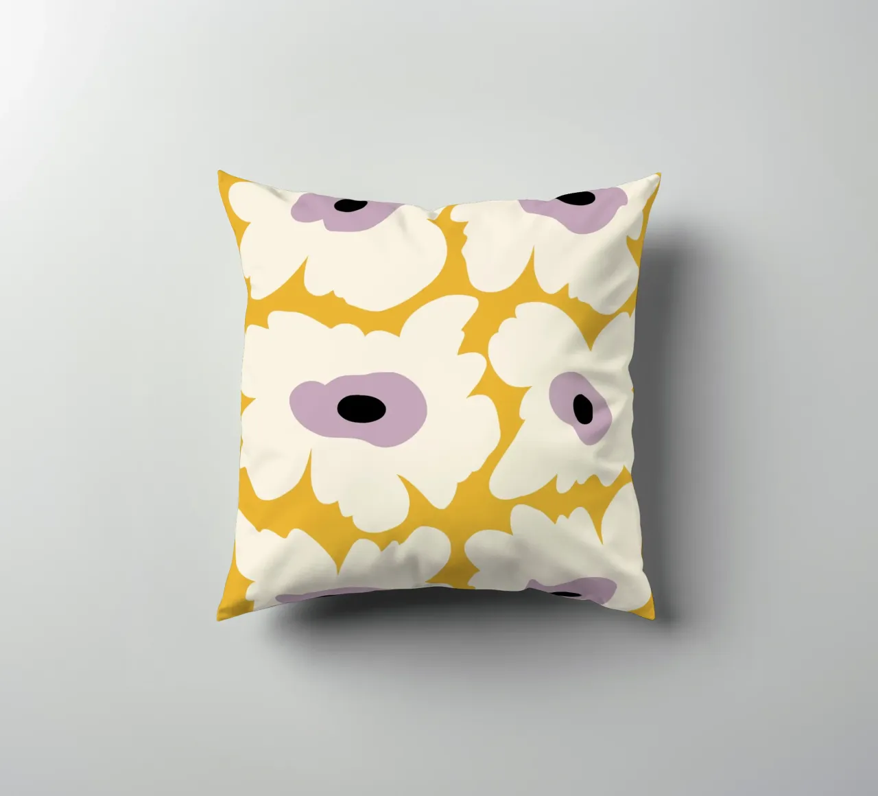 Papavero fresco in giallo cuscino da Miho Art Studio