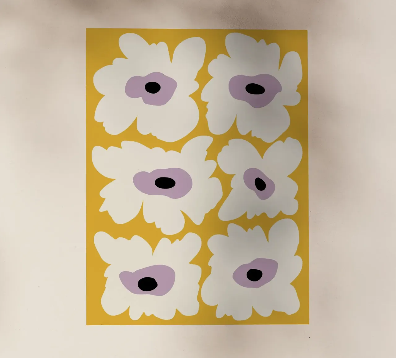Amapola fresca en amarillo lámina retroiluminada de Miho Art Studio