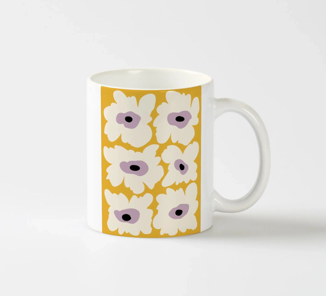 Papavero fresco in giallo tazza in ceramica da Miho Art Studio