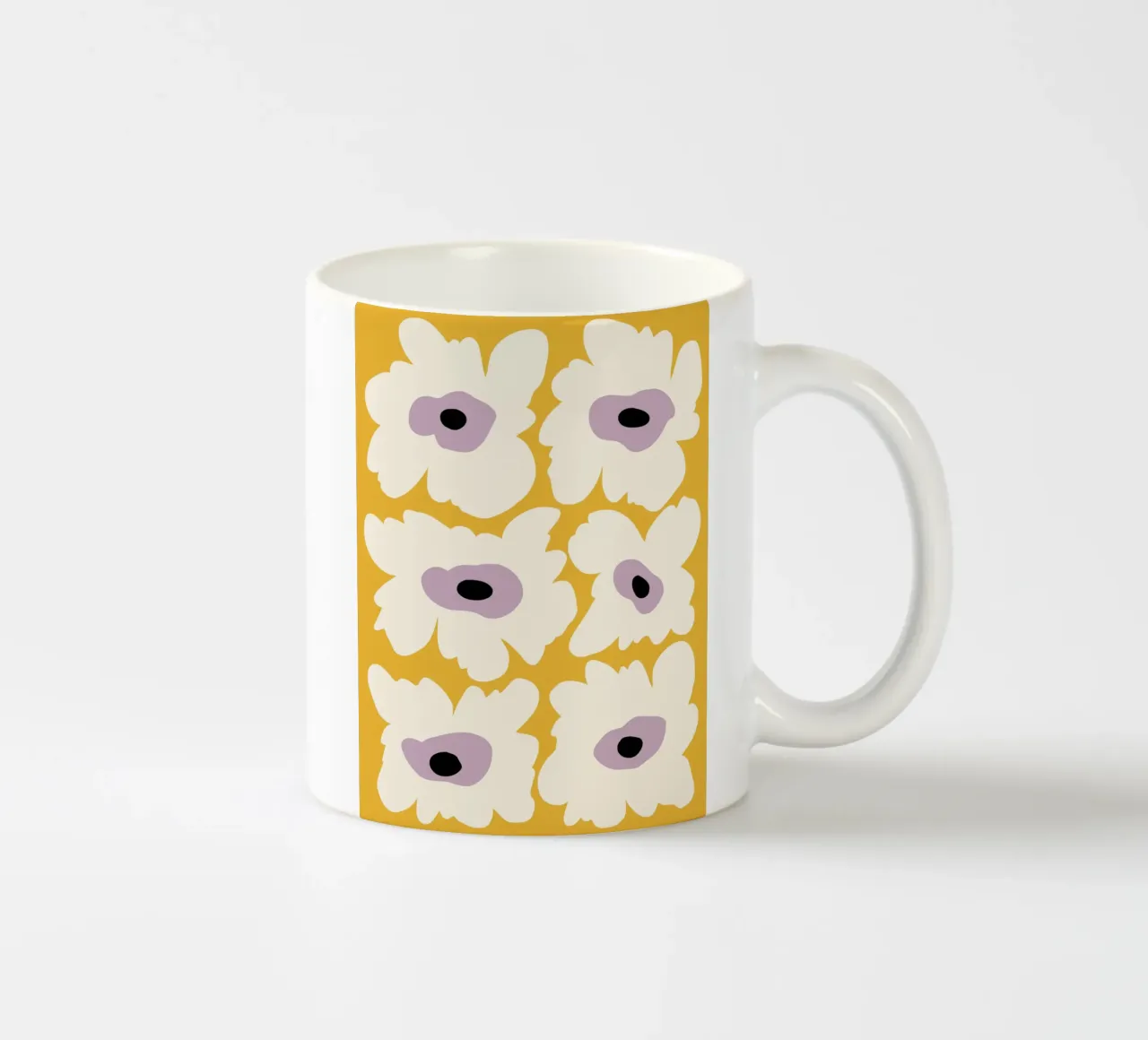 Coquelicot frais en jaune mug en céramique de Miho Art Studio