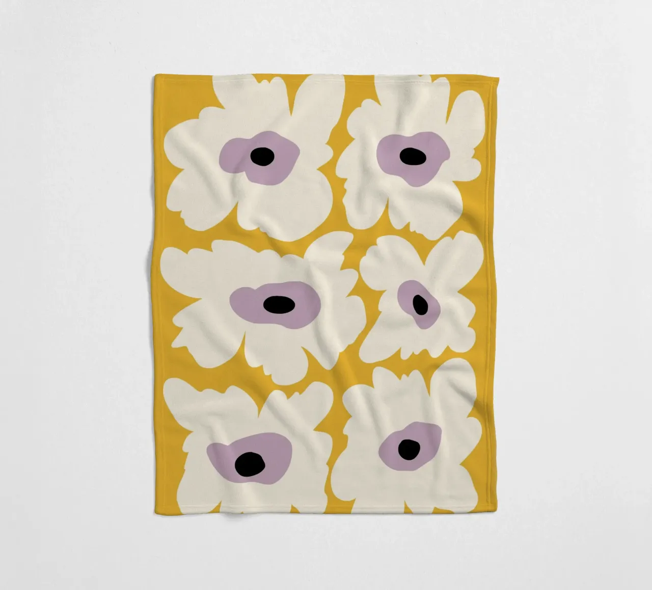 Amapola fresca en amarillo manta de franela de Miho Art Studio
