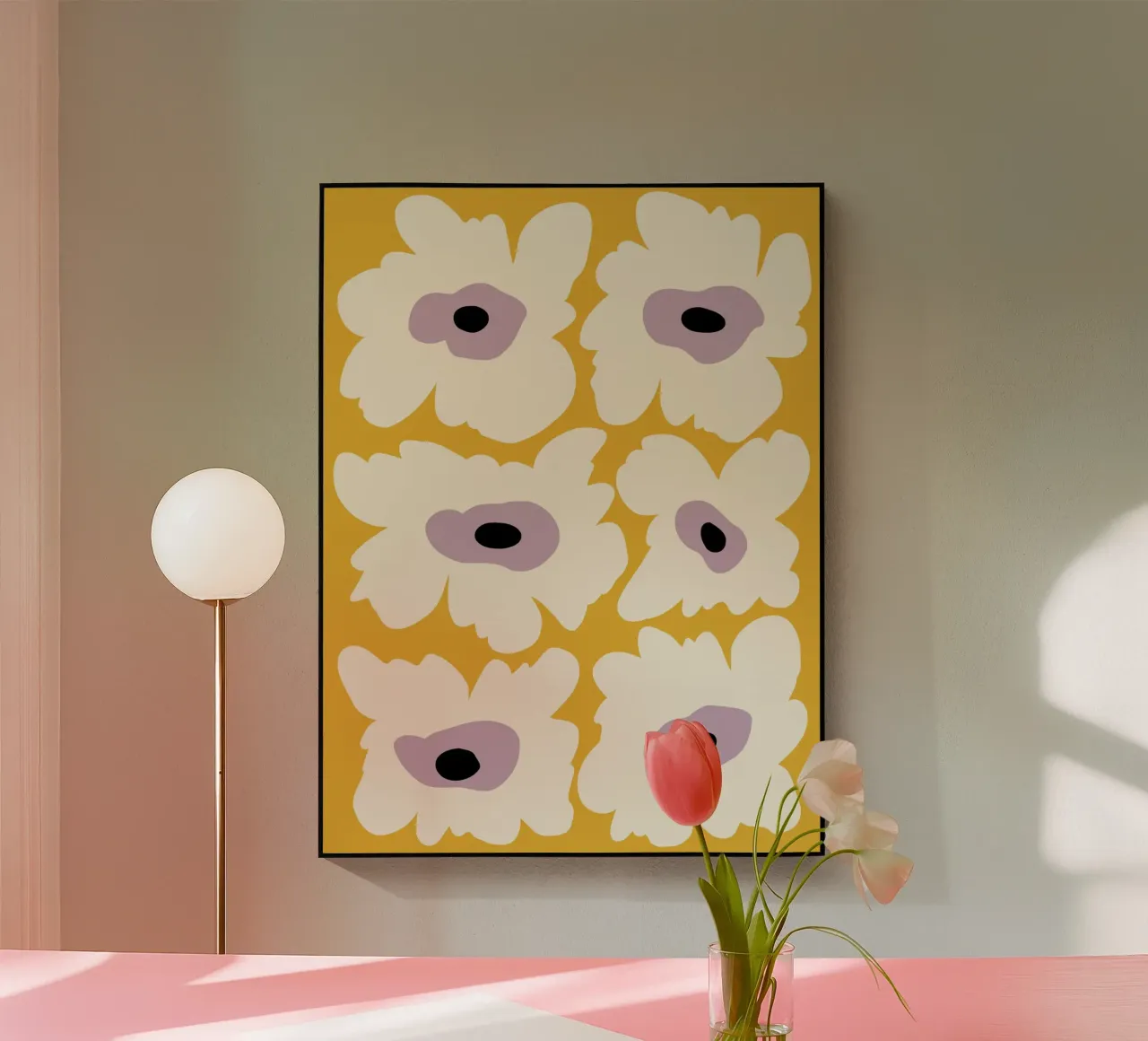 Papavero fresco in giallo plexiglass da Miho Art Studio