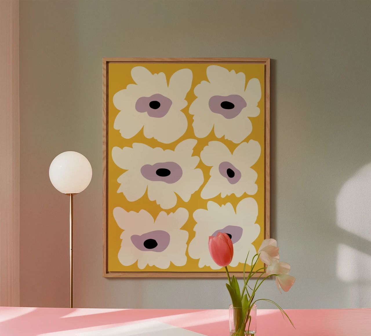Papavero fresco in giallo alluminio dibond da Miho Art Studio