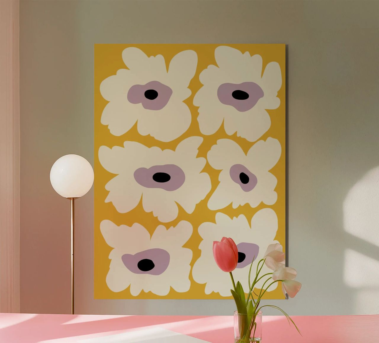 Papavero fresco in giallo alluminio dibond da Miho Art Studio