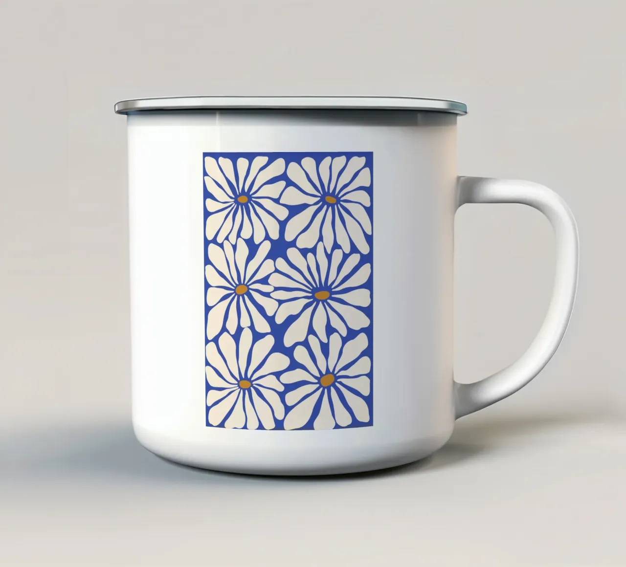 Blu floreale solare tazza in smalto da Miho Art Studio