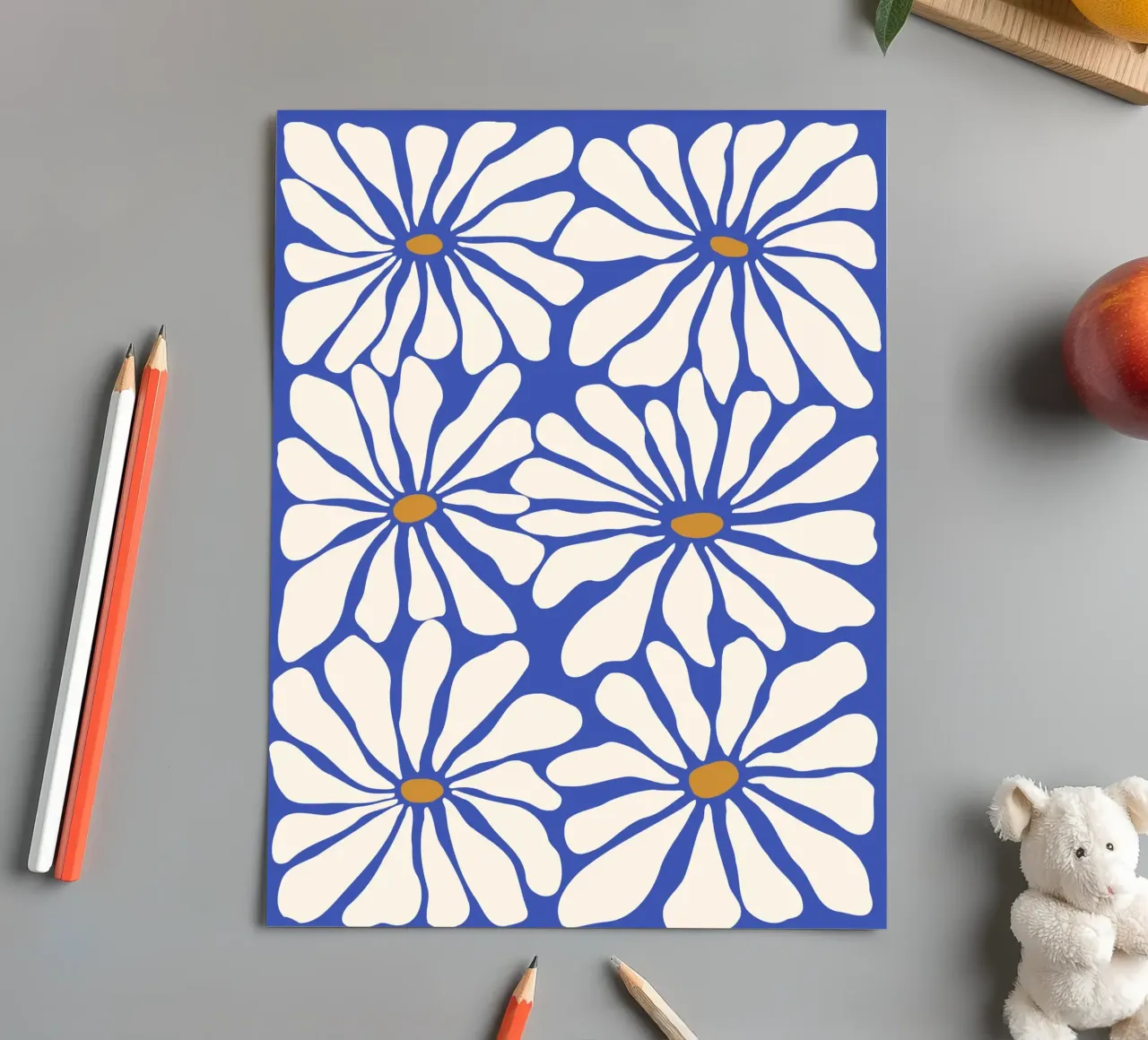 Sunny Floral Blue sticker sheet by Miho Art Studio