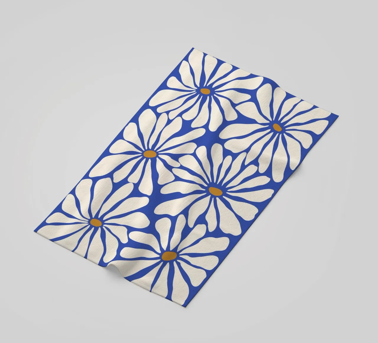 Sunny Floral Blue beach towel by Miho Art Studio