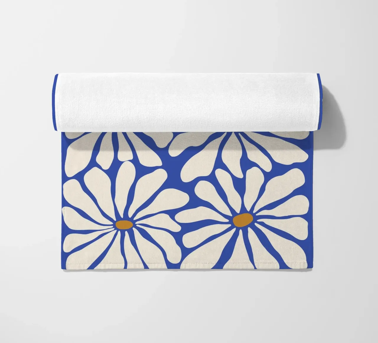 Sunny Floral Blue beach towel by Miho Art Studio