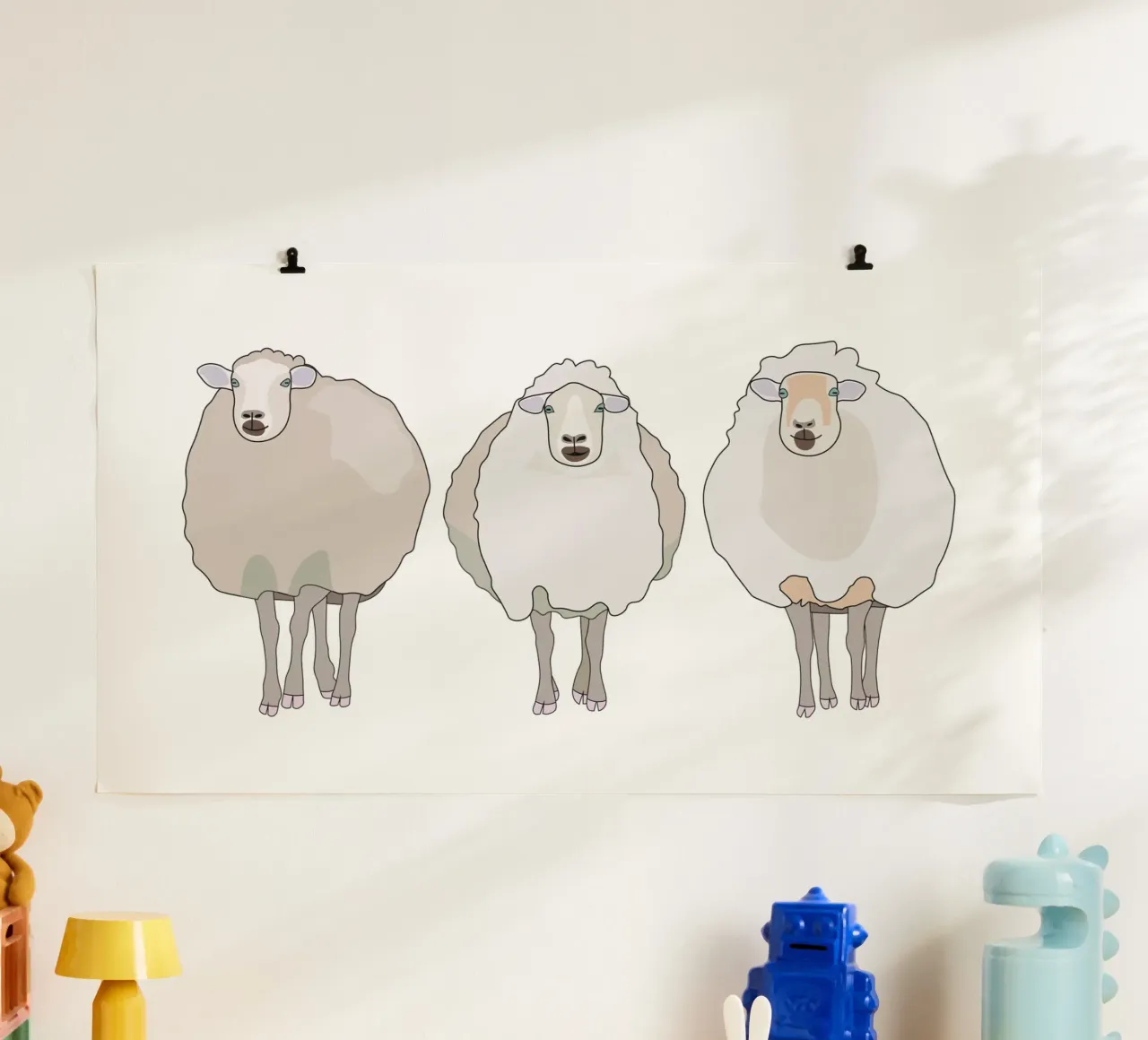 Tre pecore poster con telaio in plastica da Face & Content