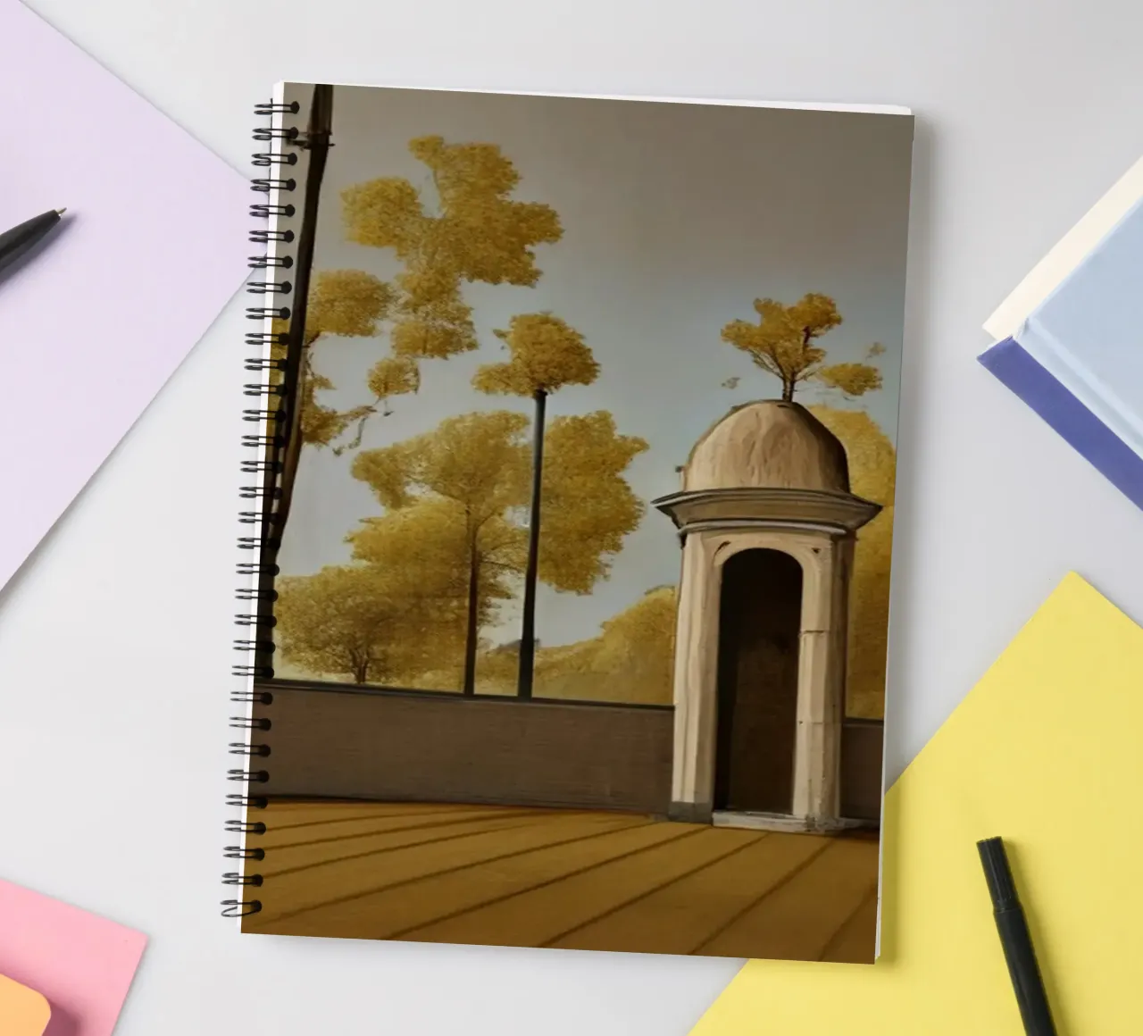 Beach promenade spiral notebook by Impressionismus by LK