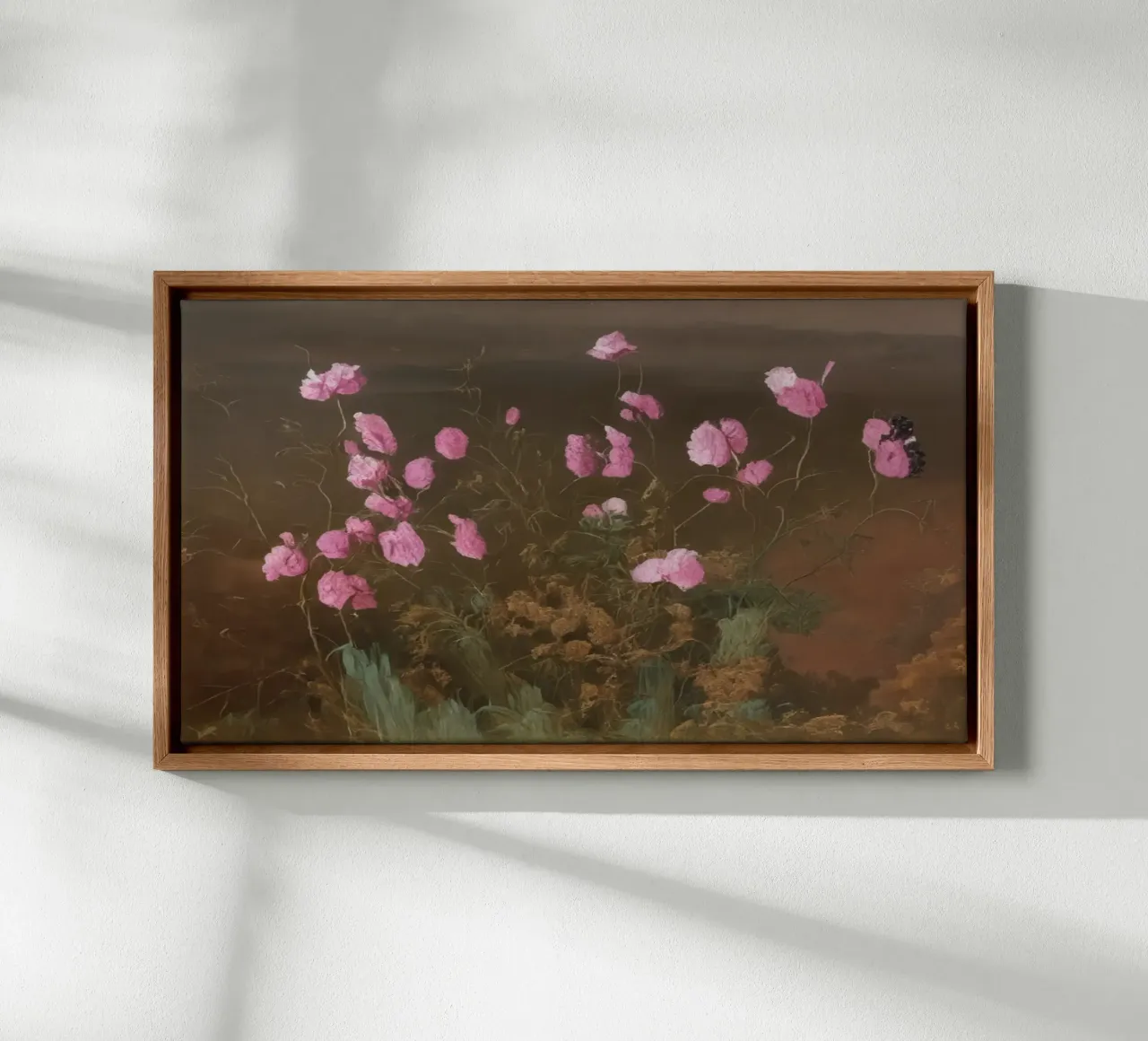 rosa Blumen tela con Cornice a cassetta da Impressionismus by LK