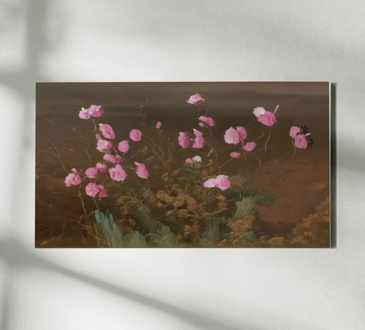 rosa Blumen tela con Cornice a cassetta da Impressionismus by LK
