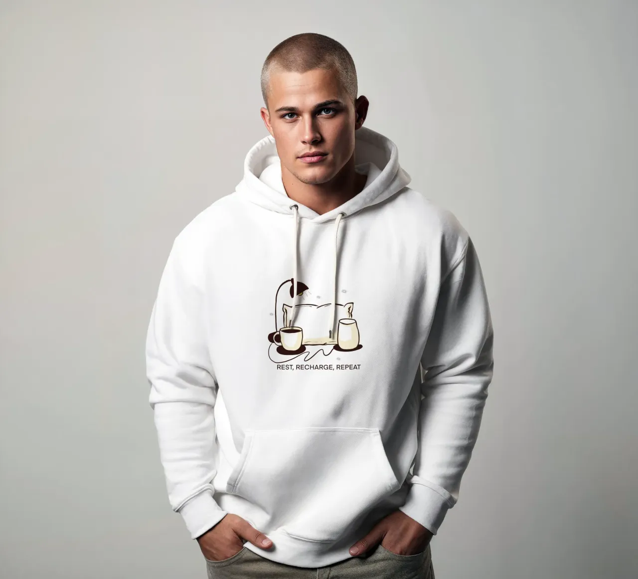 Rest, Recharge, Repeat sudadera con capucha de edsonramosart