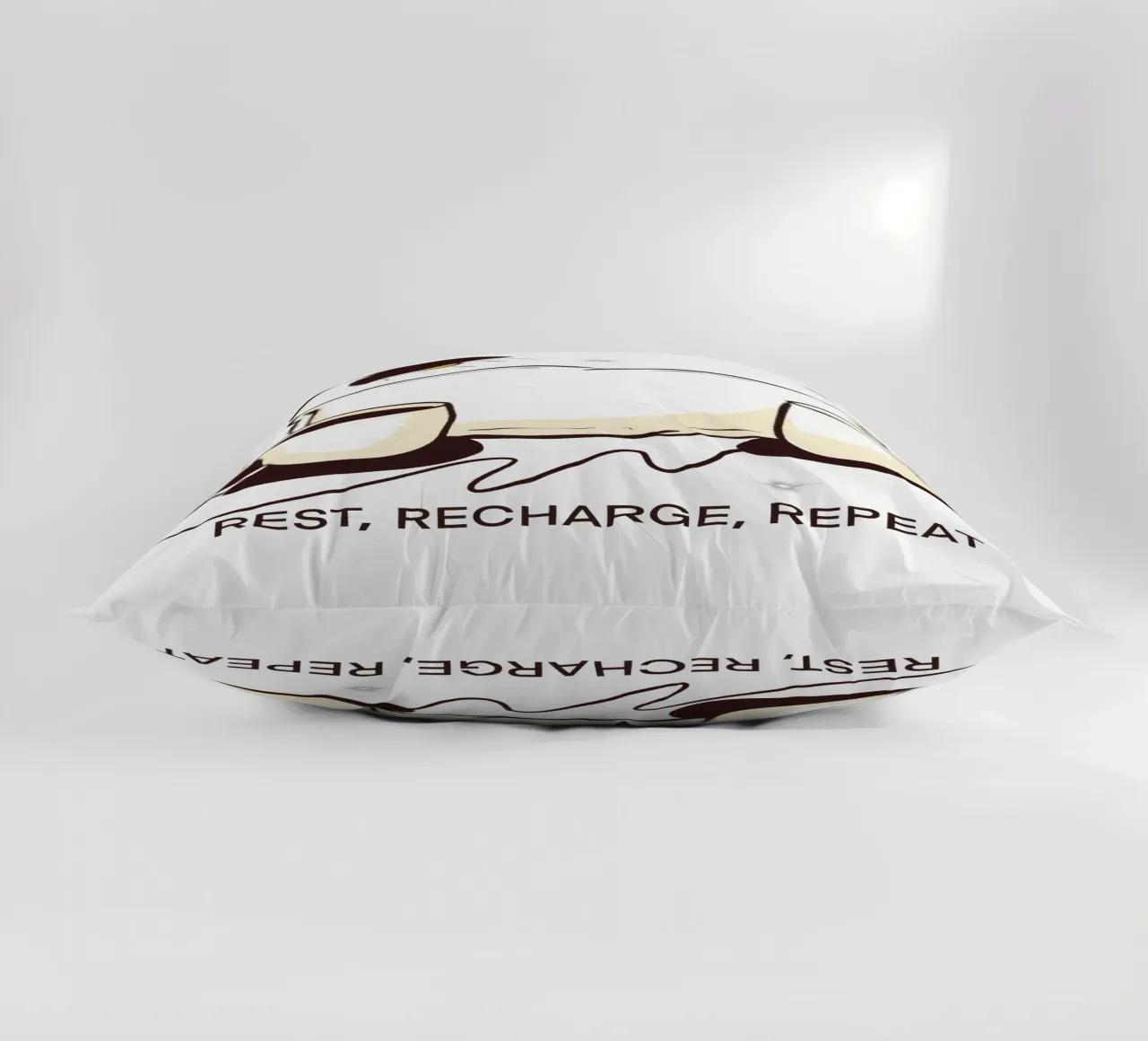 Rest, Recharge, Repeat decorative cushion by edsonramosart