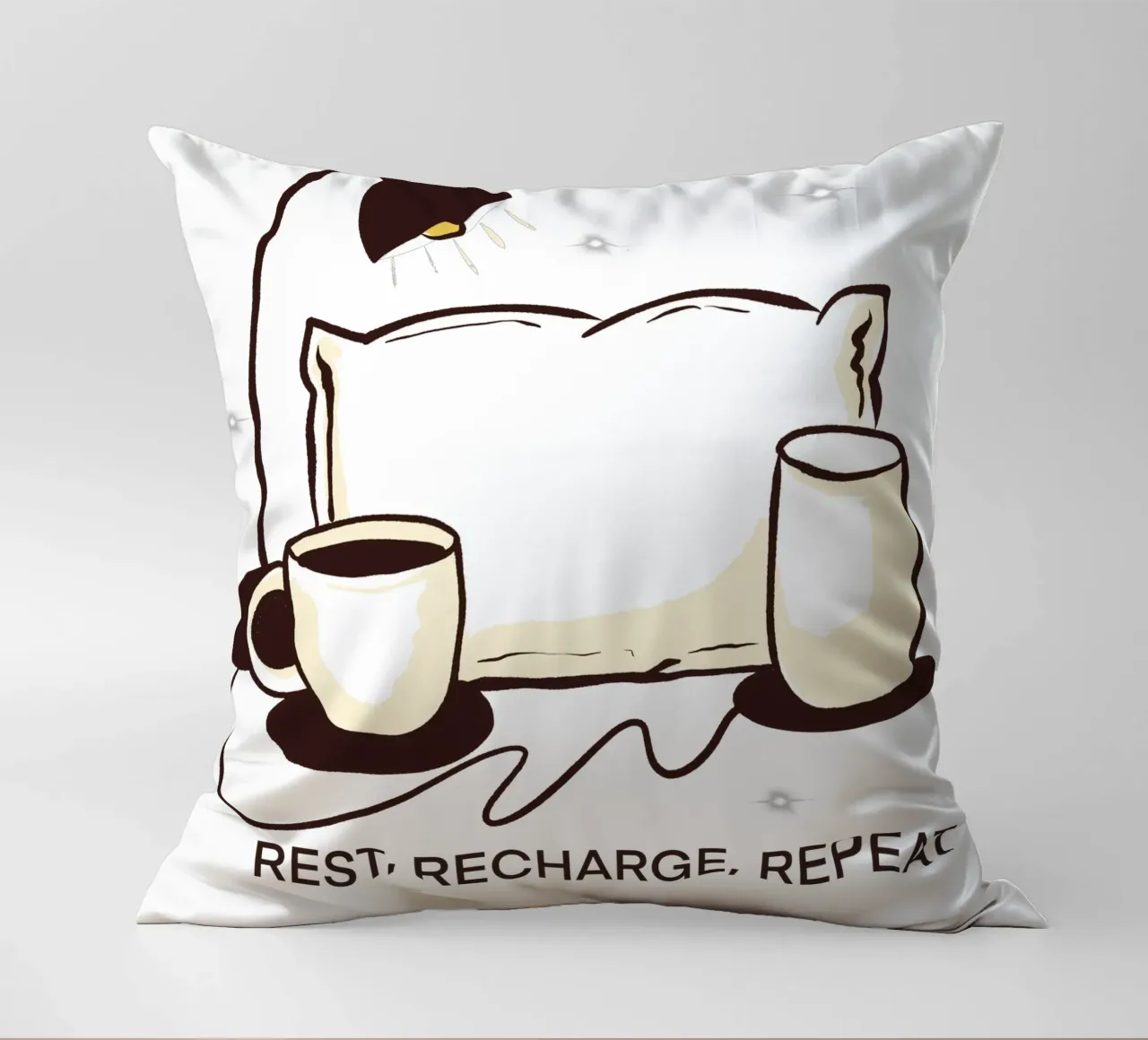 Rest, Recharge, Repeat decorative cushion by edsonramosart