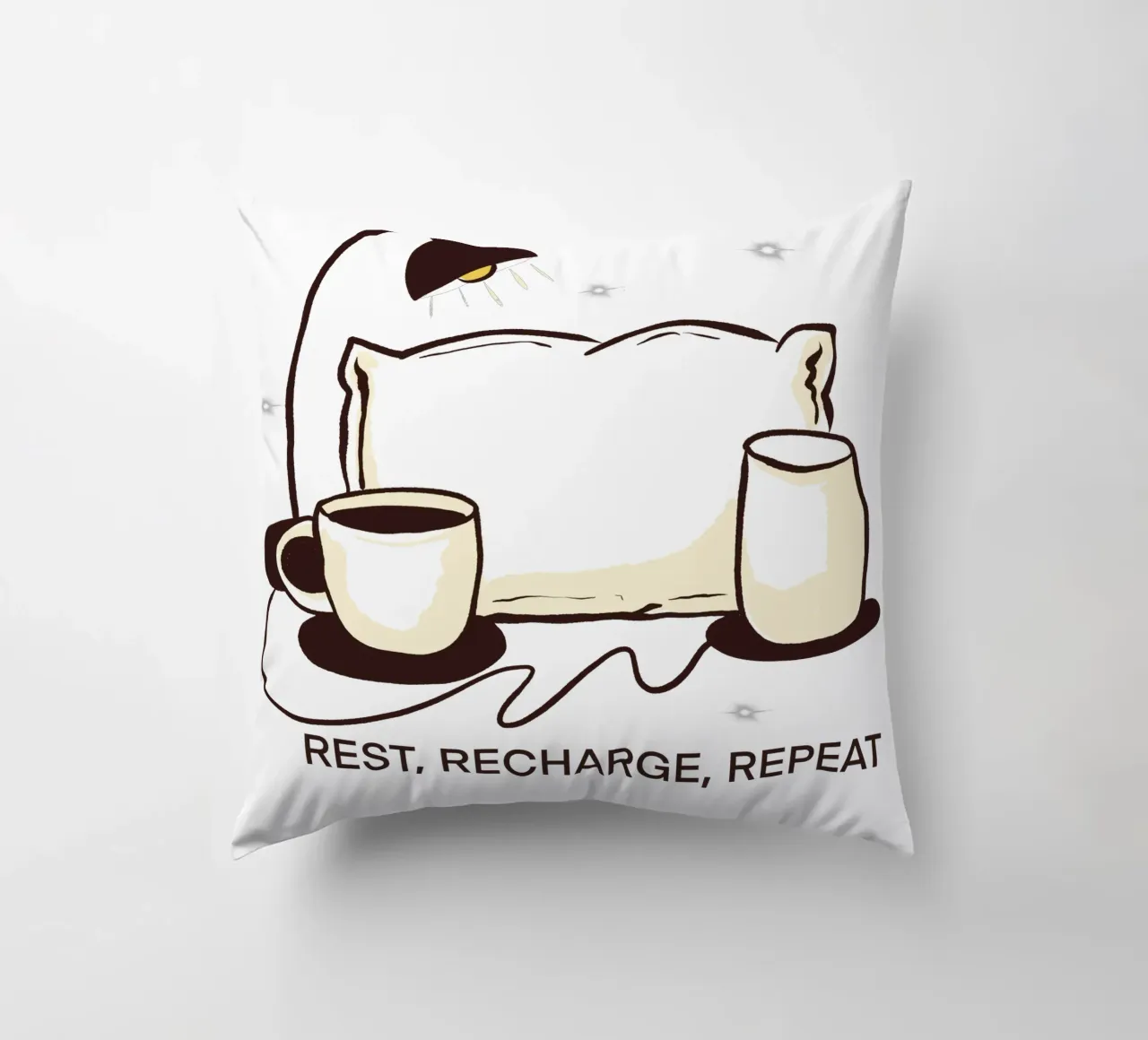 Rest, Recharge, Repeat decorative cushion by edsonramosart