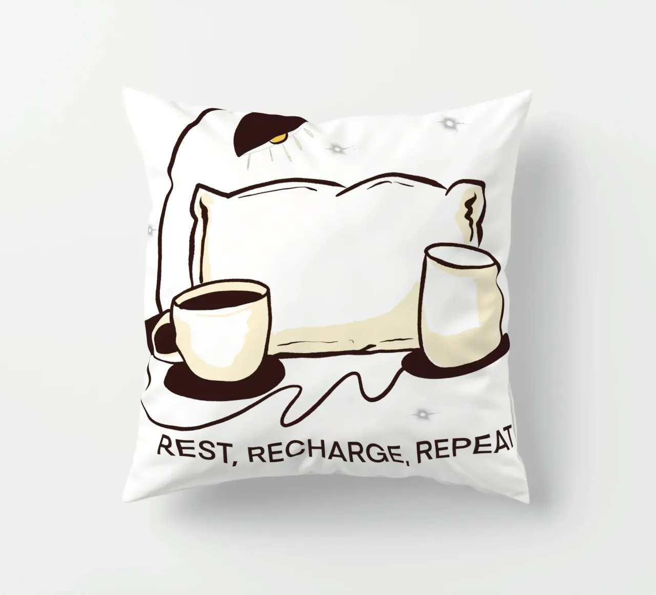 Rest, Recharge, Repeat decorative cushion by edsonramosart