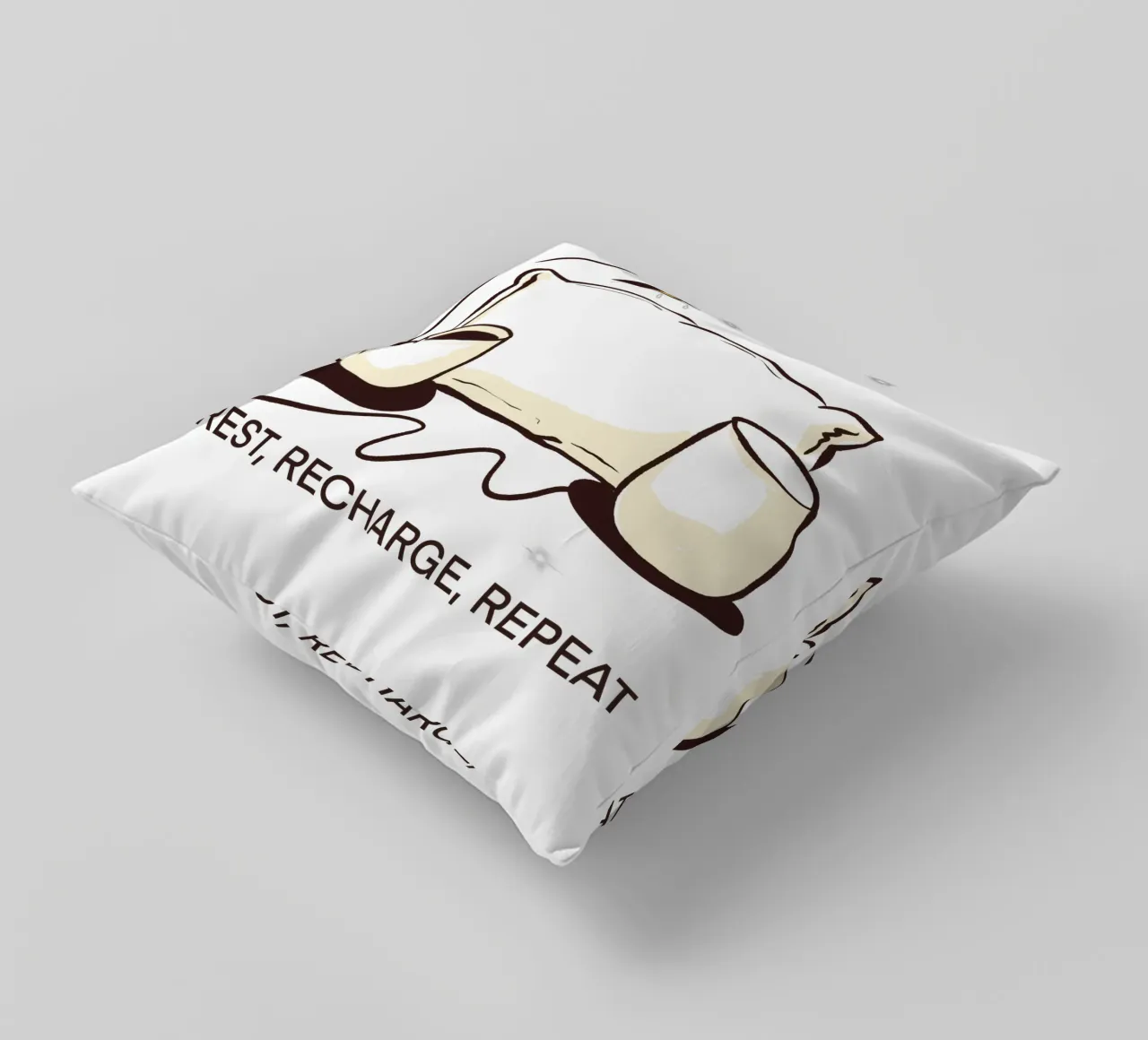 Rest, Recharge, Repeat decorative cushion by edsonramosart