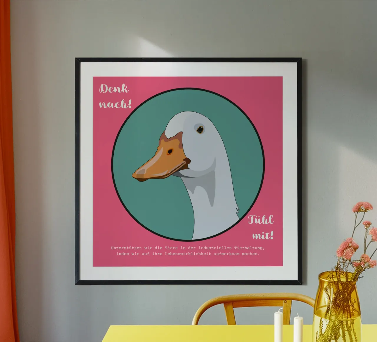 Anatra alla pechinese poster con telaio in plastica da Face & Content