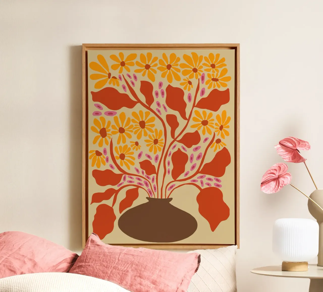 Retro Patel Pottery tela con Cornice a cassetta da Miho Art Studio