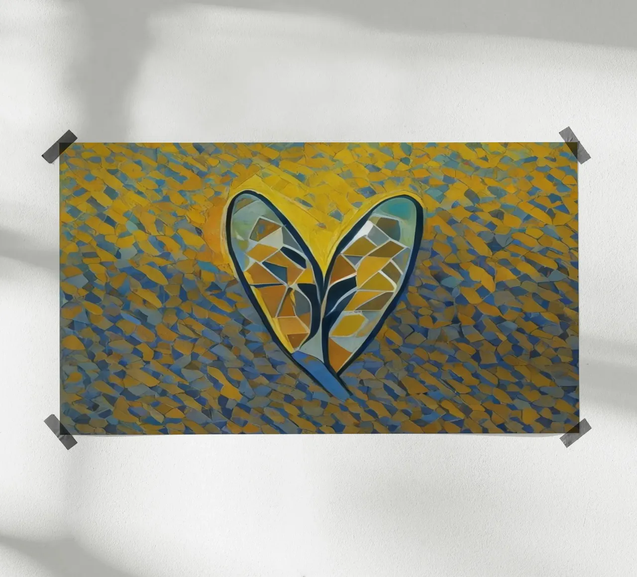 Schelp in het zand poster met aluminium frame van Abstract Art by LK