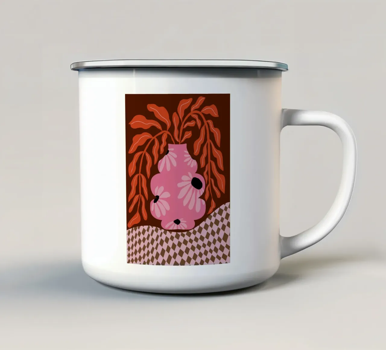 Felice autunno delle felci tazza in smalto da Miho Art Studio