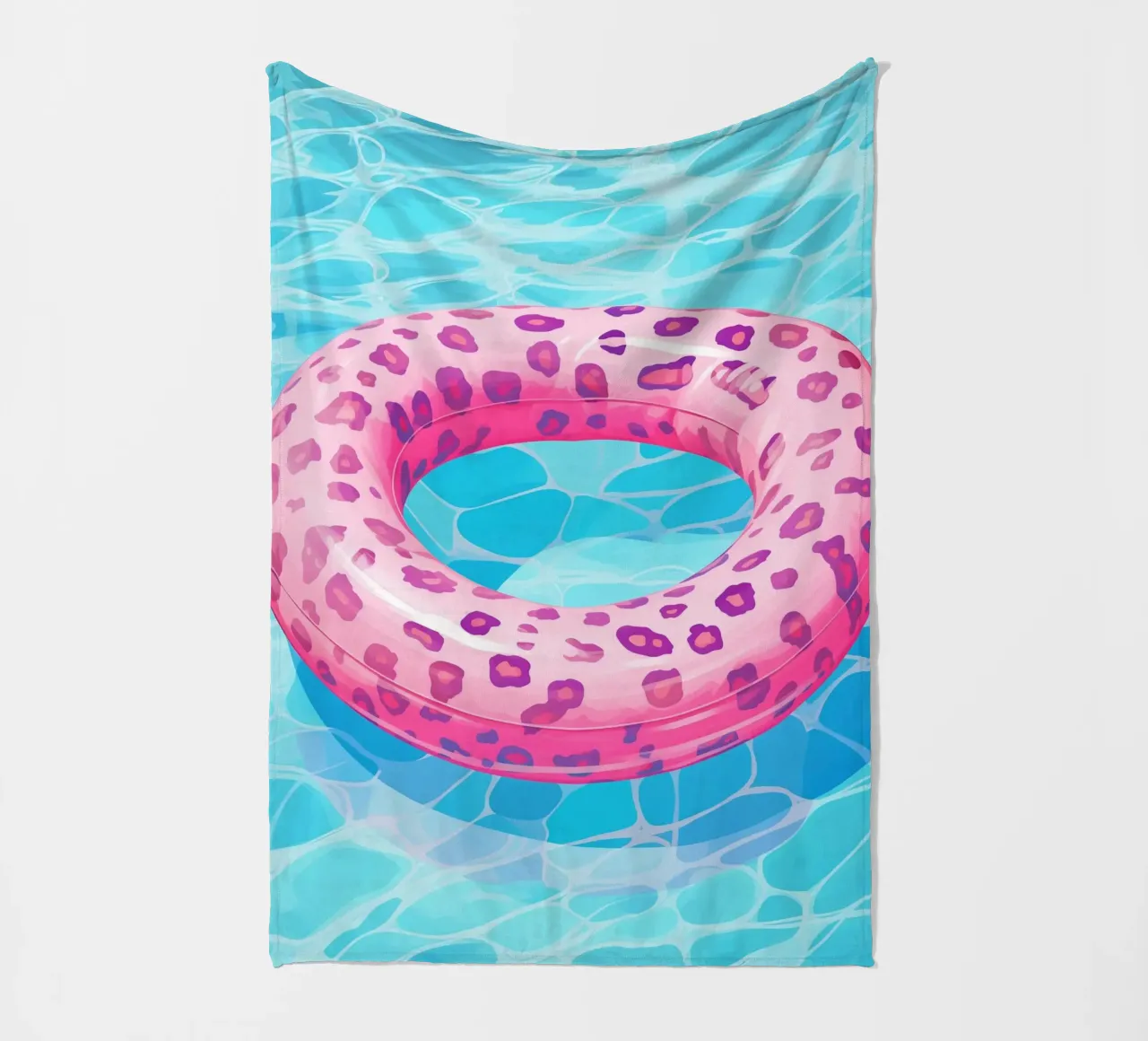 Swimming fun with leopard swimming tyres fleece blanket by Carinaprint