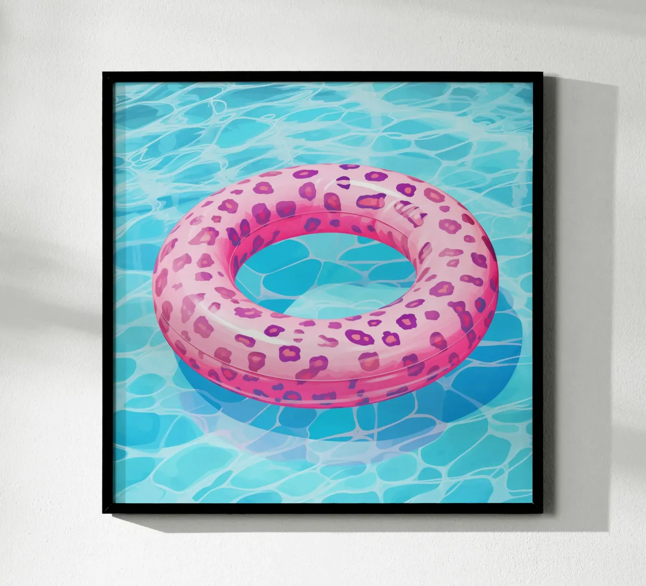 Diversión en la piscina con neumáticos de natación de leopardo poster de Carinaprint