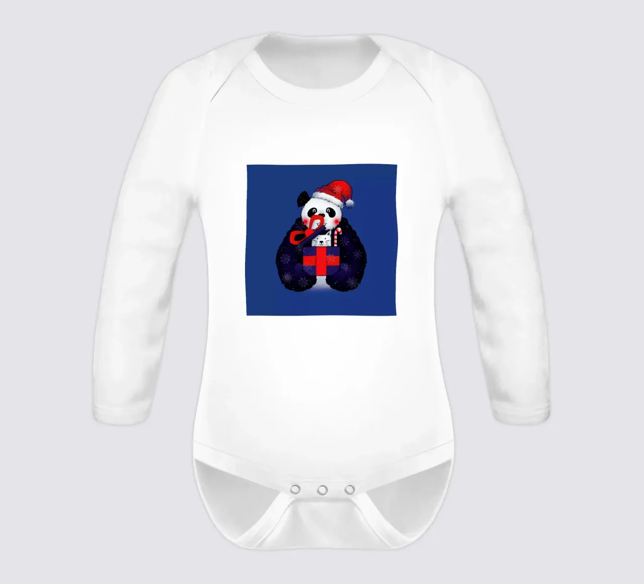 Xmas Panda long-sleeve baby romper by Tobe Fonseca