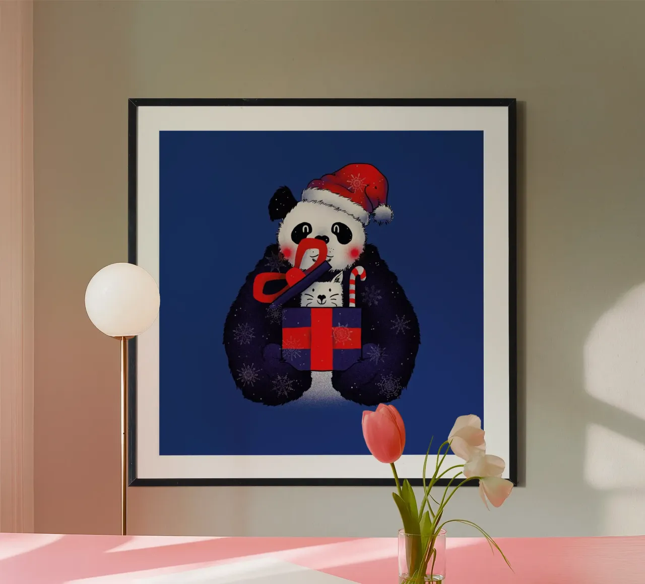 Xmas Panda poster avec cadre en plastique de Tobe Fonseca
