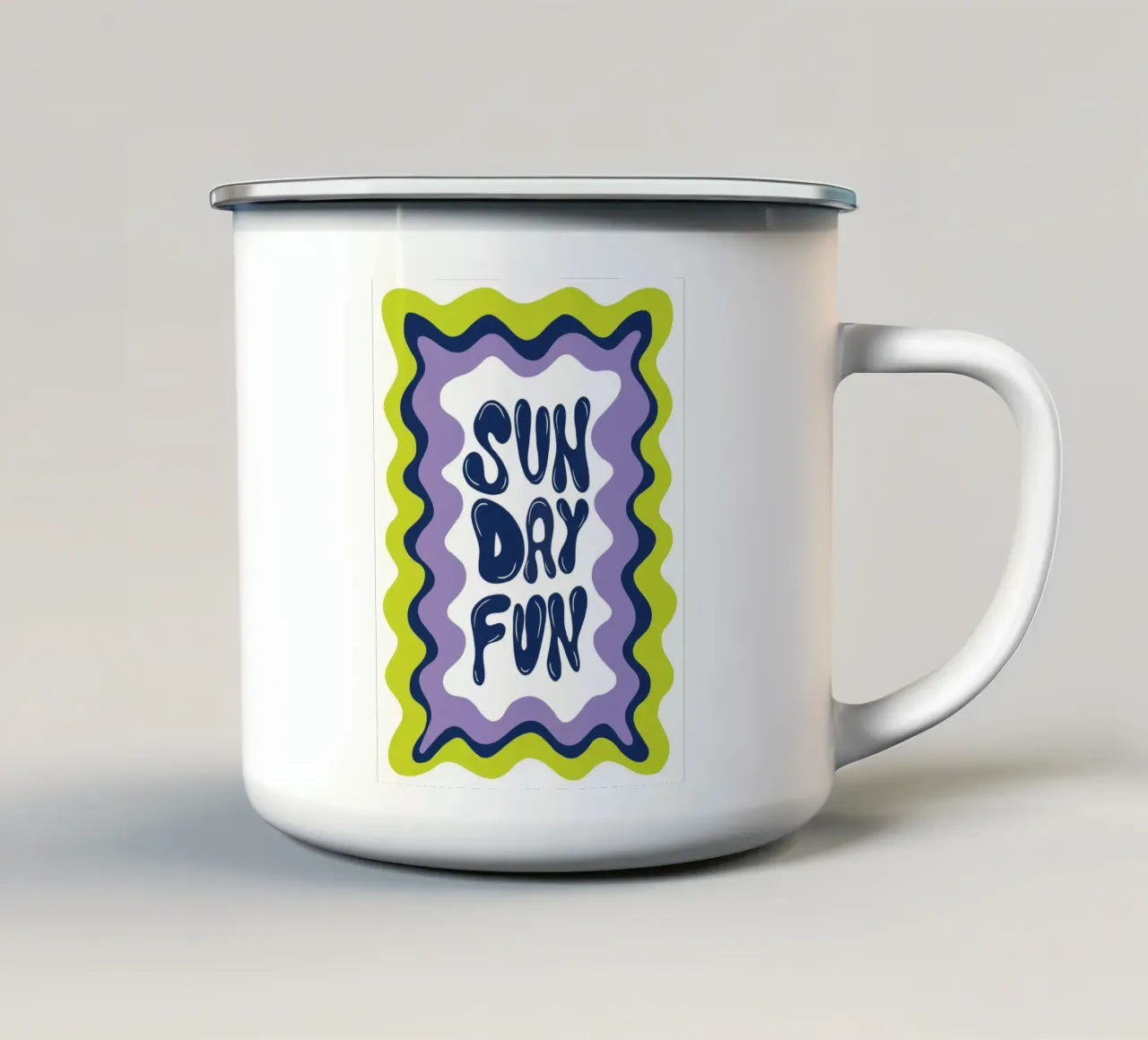 Domenica-divertimento tazza in smalto da Miho Art Studio