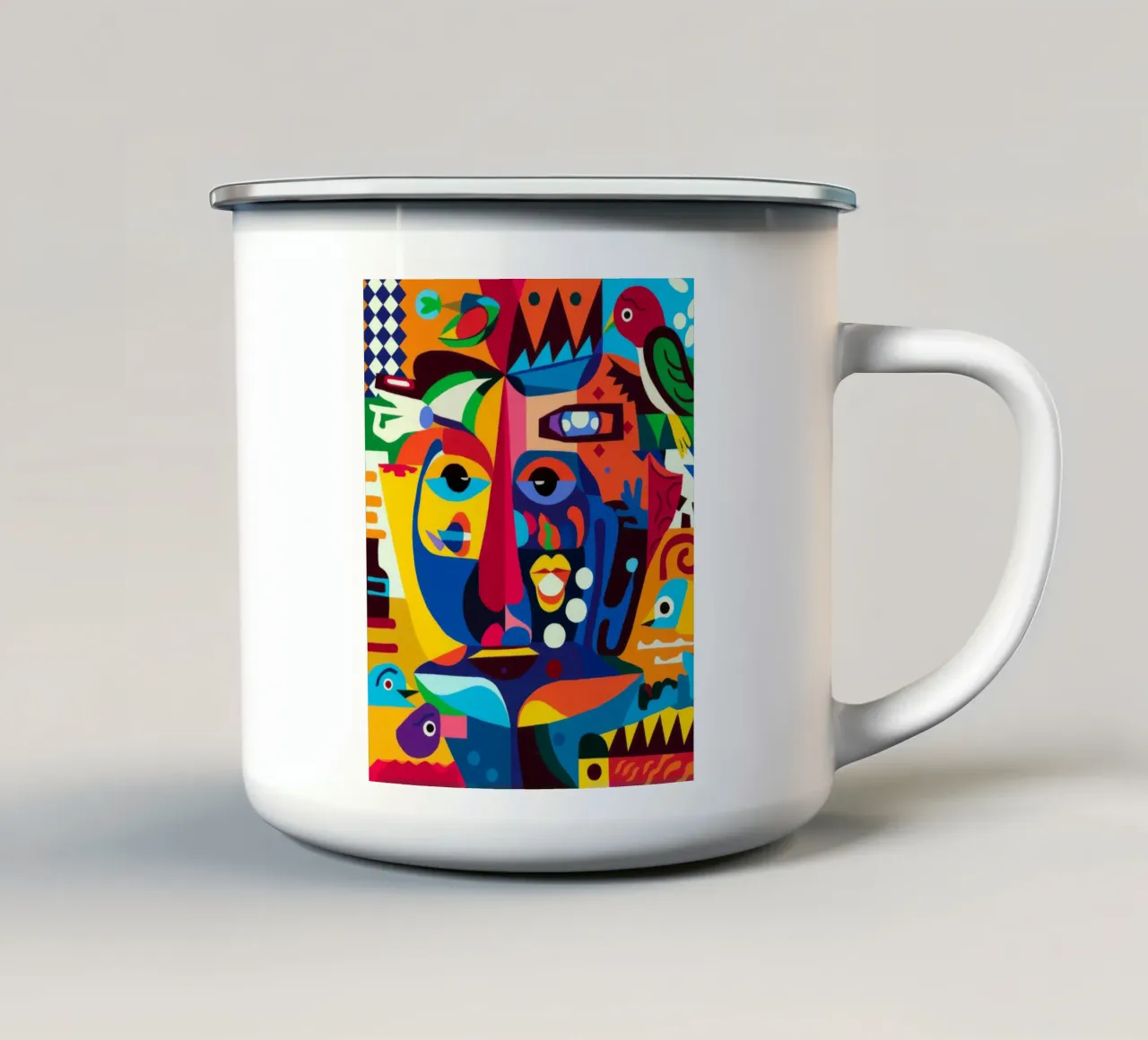 Ritratto frammentato tazza in smalto da Monarco Virtuoso