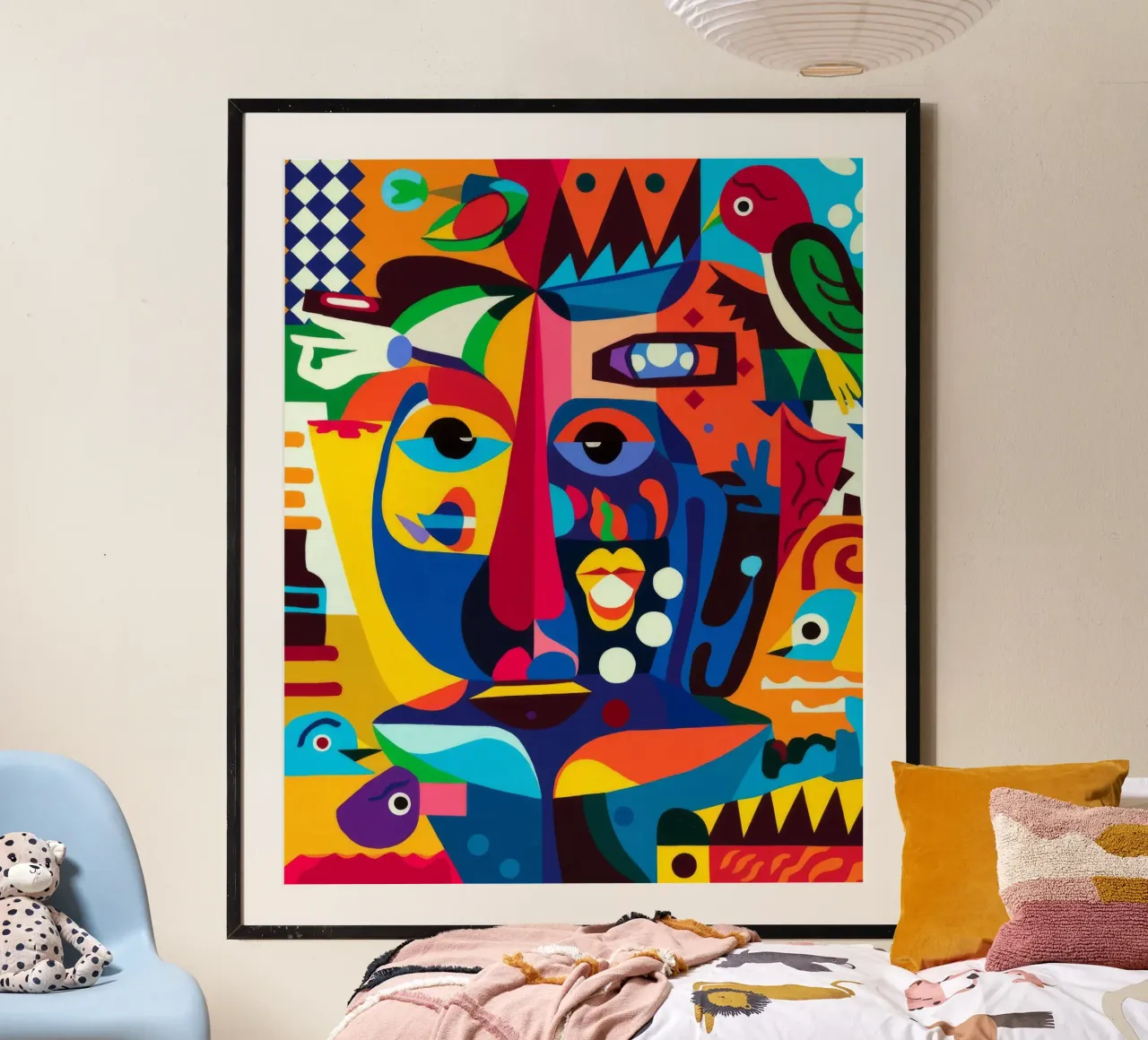 Gefragmenteerd portret poster met aluminium frame van Monarco Virtuoso