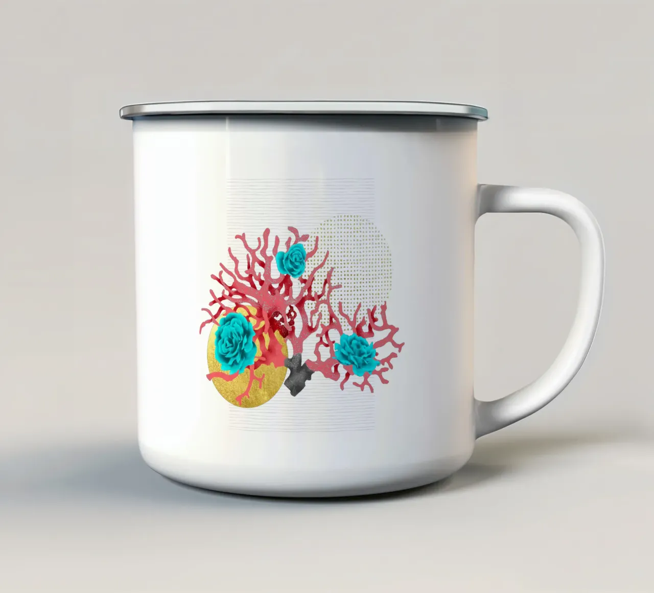 Coral, roses and the moon tazza in smalto da Irina Tsaran