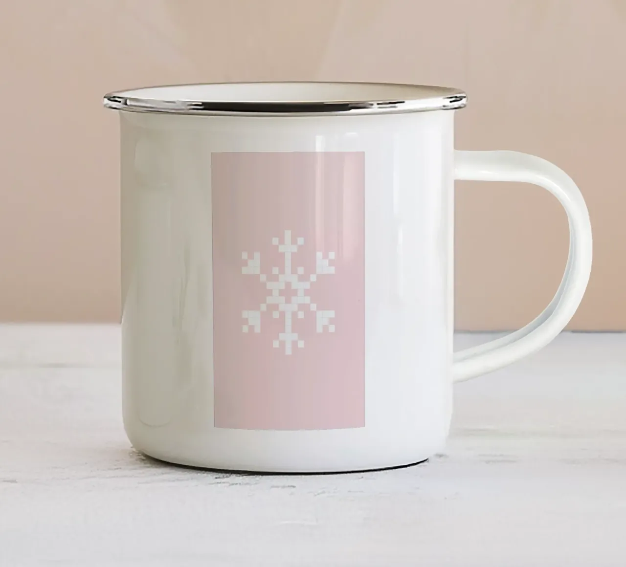 Pixel Snowflake Pink tazza in smalto da Studio One