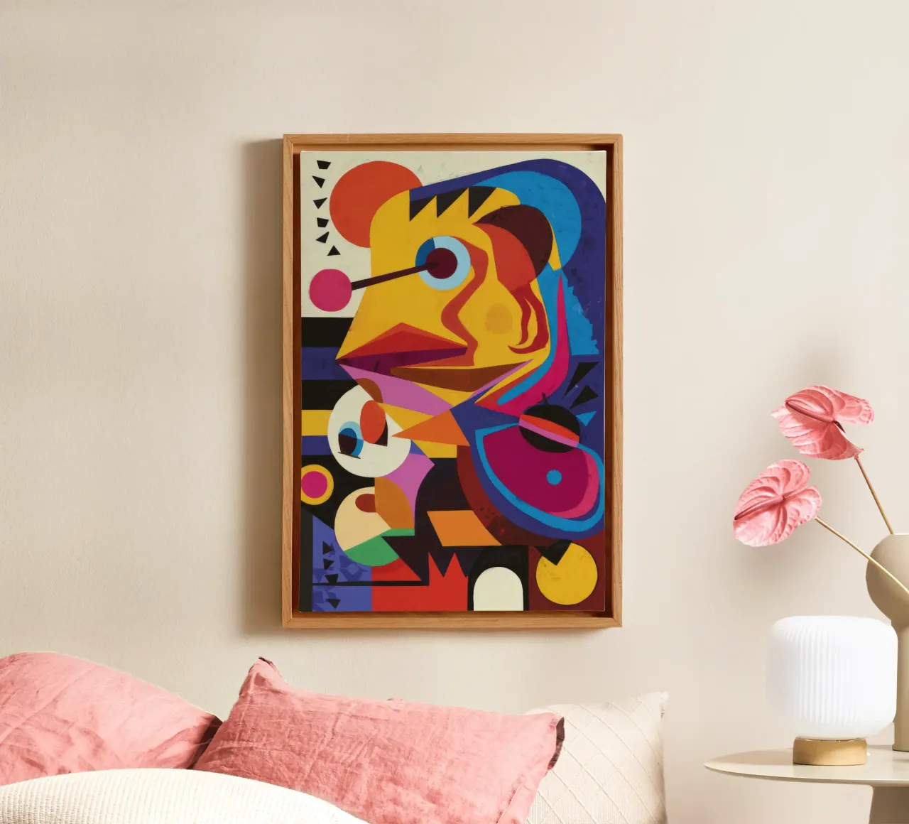Abstracte leeuw canvas met Baklijst van Monarco Virtuoso