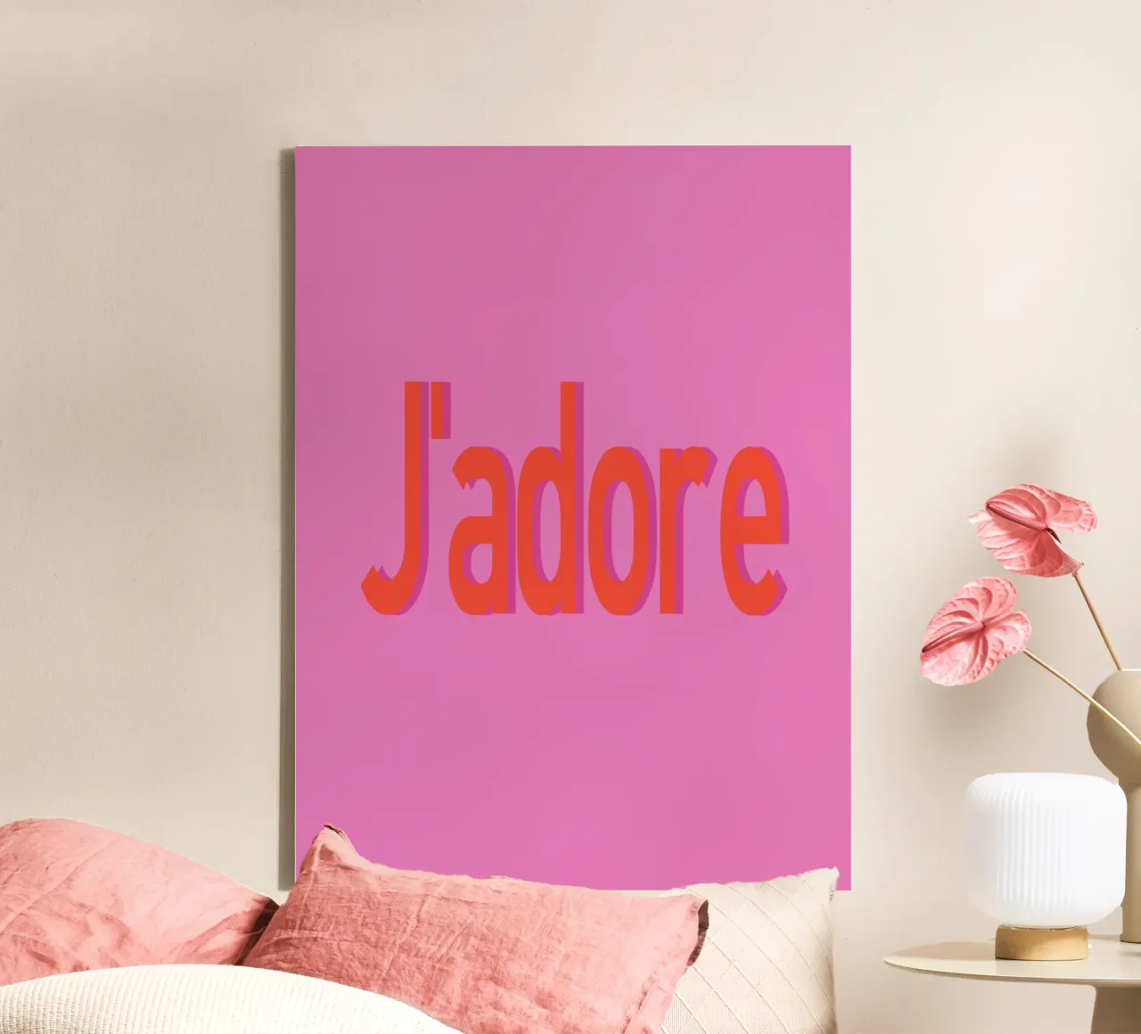 "j' adore" Citazione romantica tela con Cornice a cassetta da Carinaprint