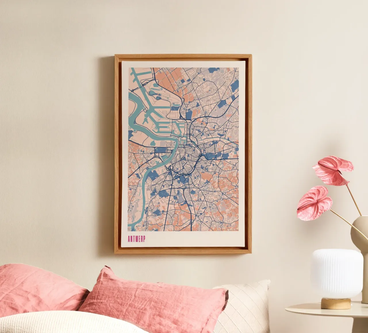 Antwerpse muurkunst - Belgisch design canvas met Baklijst van MOOODZART