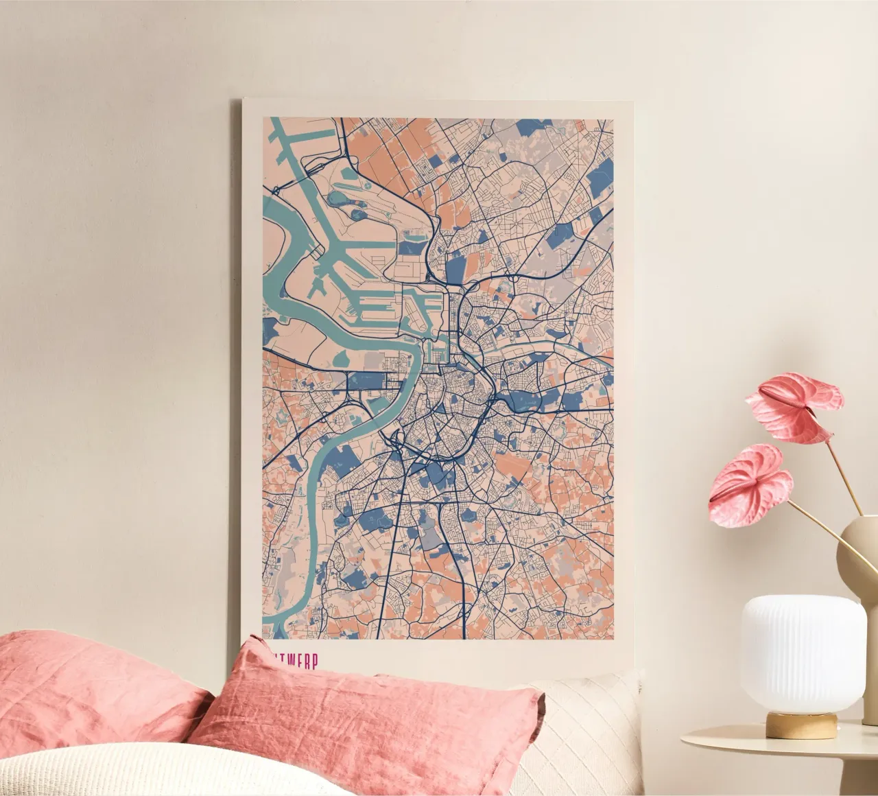 Antwerpse muurkunst - Belgisch design canvas met Baklijst van MOOODZART
