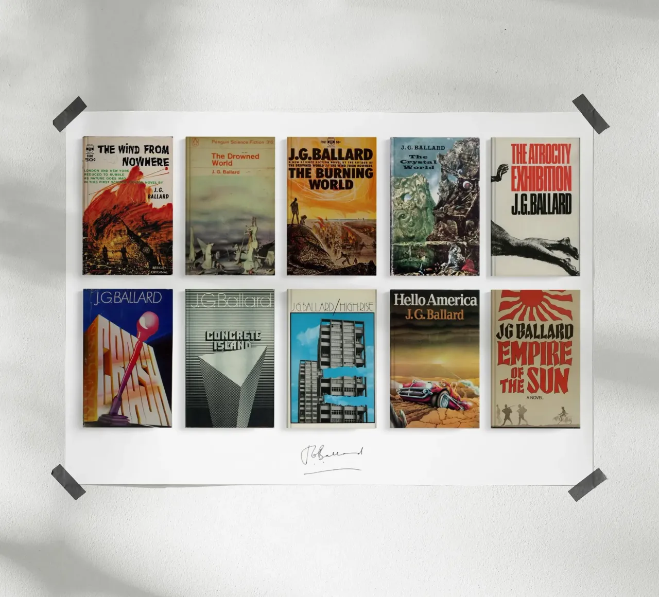JG Ballard - Collected First Editions - Literary Gift poster con telaio in alluminio da MissLiterarty