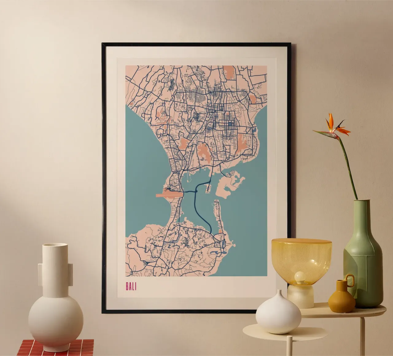 Bali: l'isola degli dei poster con telaio in alluminio da MOOODZART