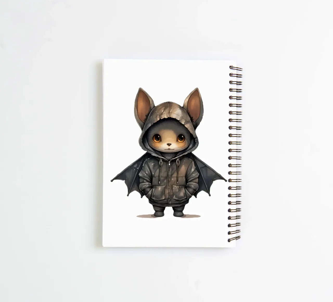 Chauve-souris en aquarelle dans un sweat à capuche carnet à spirale de Animal Portraits