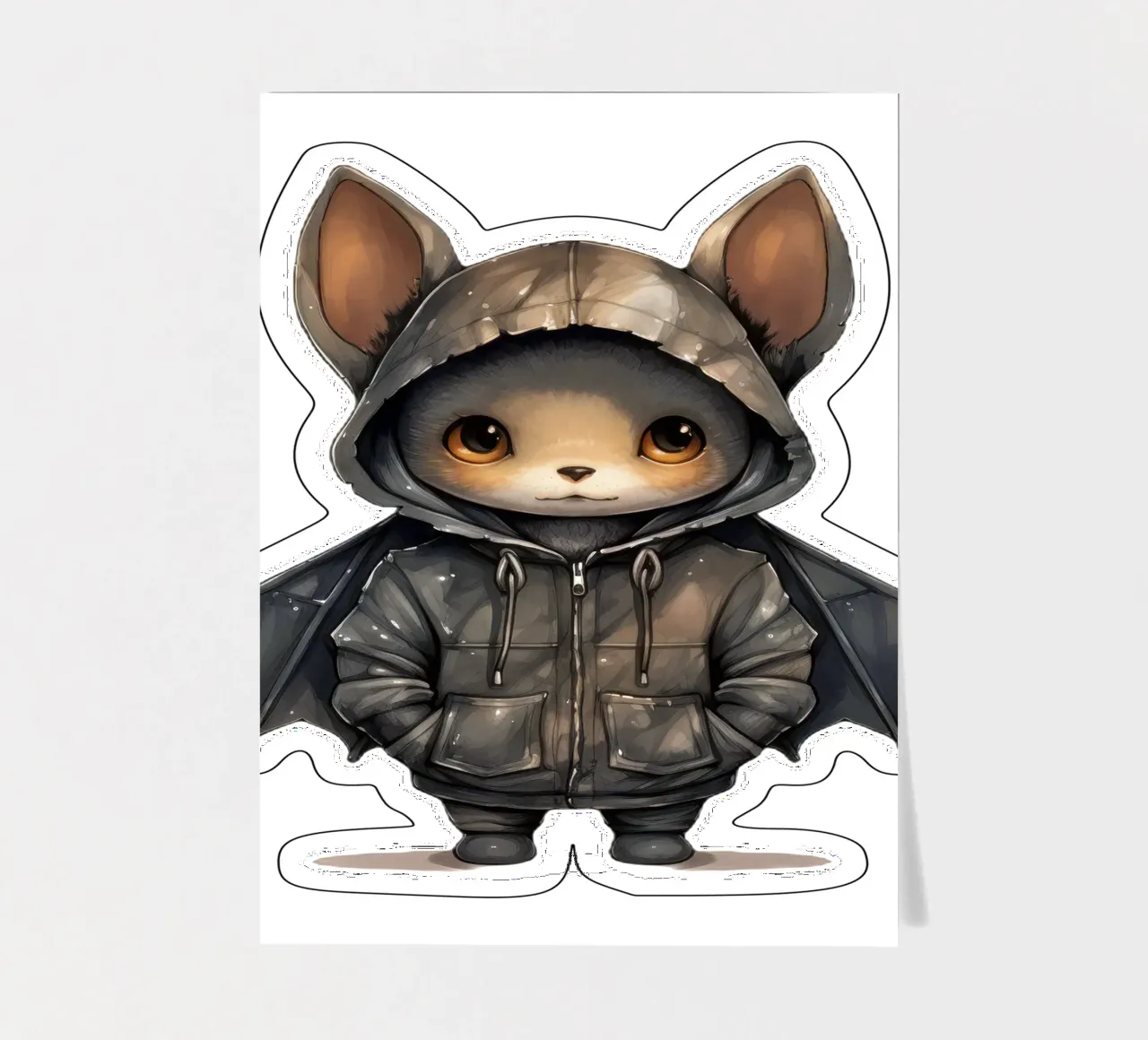Chauve-souris en aquarelle dans un sweat à capuche planche autocollant de Animal Portraits
